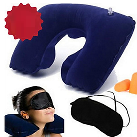  Bộ Gối Hơi Kê Cổ Bịt Mắt Bịt Tai Tiện Ích Trên Ô Tô 206339 1 (xanh đậm)