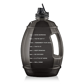 Bình nước thể thao 3,78L bằng nhựa chống rò rỉ BPA có vạch đánh dấu thời gian-Màu đen