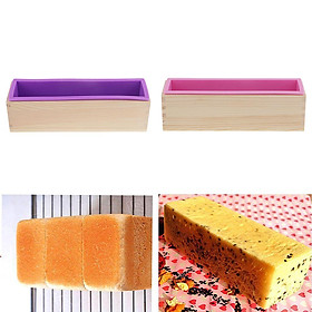 2x Rectangle Wooden Box Silicone Soap Mold Tools for Toast Loaf Cake Baking