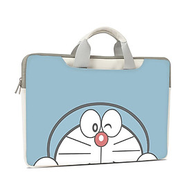 Doraemon Túi Laptop 13.3 14 15.6 17.6 Inch Ốp Lưng Da PU Chống Thấm Nước Sứ Giả Túi Có Dây Đeo Mang Theo Túi 2021 - 14inch