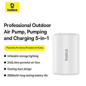 Mua Máy Bơm Hơi Mini Kiêm Hút Chân Không Baseus PocketGo Pro Series (240L/min  4000Pa) - Hàng chính hãng
