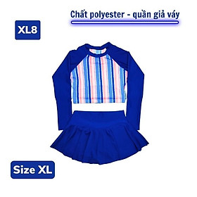 Đồ bơi tay dài cho bé gái kín đáo từ 30-50kg - chân váy cạp cao - HN.Store