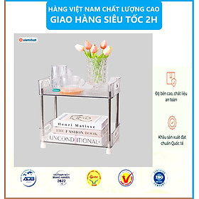 Kệ chữ nhật trong HOKORI khung inox 2 / 3 tầng nhựa VIỆT NHẬT cao cấp đựng đồ đa năng - Văn phòng, vệ sinh, phòng khách - Hàng Việt Nam