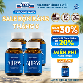 Combo 4 Hộp 30v - Viên Uống Hỗ Trợ Sinh Lý Nam ALIPAS Ecogreen Tăng Cường Testosterone, Chứa Tinh Chất Hàu