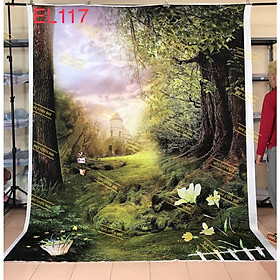 Tranh vải decor / Thảm vải treo tường / Thảm vải chụp ảnh rừng cổ tích / Chụp ảnh thiên nhiên (mã EL117)
