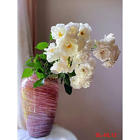 Mua TRANH DÁN TƯỜNG 3D LỌ HOA ĐẸP H12 - TRANH HOA HỒNG TRẮNG ĐẸP - YAN SHOP