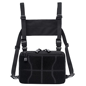 Multi-Purpose Vest Rig Bag Radios Pocket Chest Harness Pouch Pack Black
