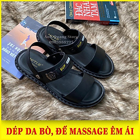 Dép da nam cao cấp đế massage êm ái - da bò nhập khẩu nguyên tấm phong cách trẻ trung AQ865