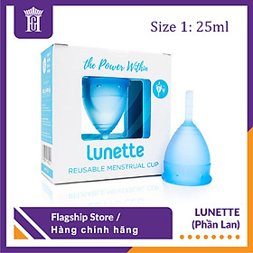 Cốc Nguyệt San Lunette Màu Xanh Size 1 Dung Tích 25ml - Vật Liệu 100% Silicon Y Tế Đạt Chứng Nhận FDA - Nguyên Tem Niêm Phong - Sản Xuất Tại Phần Lan - Hàng Chính Hãng - Lunette Menstrual Cup Blue
