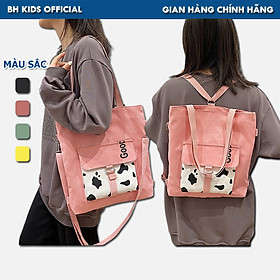 Túi đeo chéo BH Kids họa tiết Bò Sữa, phiên bản Hàn Quốc; vải Canvas, đựng vừa máy tính bảng, sách A4 - CH123