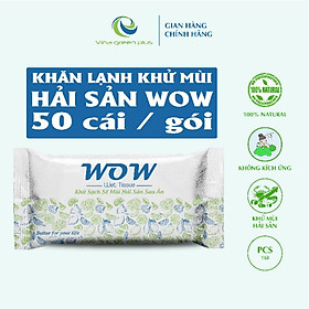 Khăn lạnh Wow khử mùi hải sản Hương Chanh Sả - Combo 50 khăn - Siêu rẻ