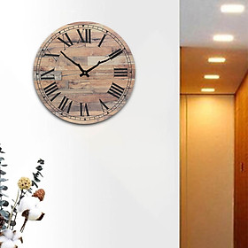 Wooden Wall Clock 12inch Circular Hanging Clock for Dining Room Cafe Decor