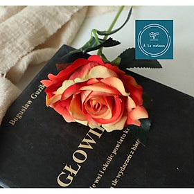 Mua Hoa giả - Cành hồng ngoại phủ nhung 30cm màu sắc vintage
