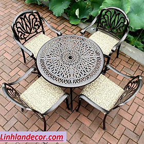 Mua Bàn ghế nhôm đúc ngoài trời Tp.HCM - Bộ 1 bàn 4 ghế (bàn nhôm
