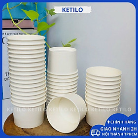 Tô Giấy Dùng 1 Lần KETILO Trắng Trơn 500ml Cao Cấp, Chất Liệu An Toàn Thân Thiện Môi Trường, Tiện Lợi - HÀNG CHÍNH HÃNG TG002