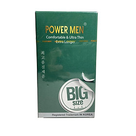 Bao Cao Su Size To 55mm Mỏng Kéo Dài Thời Gian Power Men Comfortable Ultra Thin Extra Longer (Hộp 12c) - Hàng Chính Hãng 100% - Che Tên Sản Phẩm 