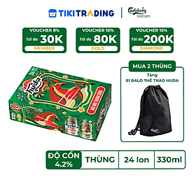 Thùng 24 lon Bia Lager Huda (330ml/lon) - Độ cồn 4.7%