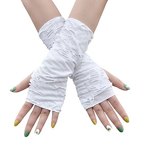 Gothic Fingerless Gloves Cosplay Costume Party Ripped Gloves for Women