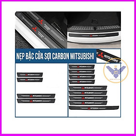 Bộ 9 miếng dán carbon chống xước bậc cửa, bậc cốp Mitsubishi Xpander, Attrage, Triton, Outalnder