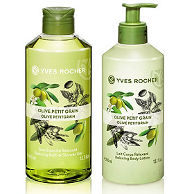 Combo Gel tắm Yves Rocher 400ml + Dưỡng thể Yves Rocher 390ml - Hương olive và tinh dầu cỏ chanh