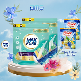Túi 30 viên giặt tiện lợi MaxPure 4in1- TẶNG 1 vỉ viên treo bồn cầu - combo 2 túi hương huyền thoạị