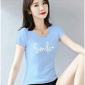 Áo thun nữ in chữ Smile thun cotton 4 chiều form ôm body MXM ( ANU026 )