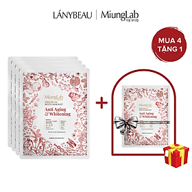 Combo 4 Mặt nạ chống lão hóa, dưỡng trắng da MiungLab Premium Anti-Aging and Whitening Biocell Mask Sheet 4x25g