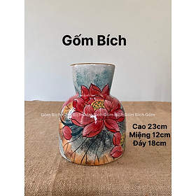 Mua Bình Hoa Gốm Dáng Túi Tròn Lọ Hoa Men Mộc Gốm Sứ Bát Tràng - Gốm Bích