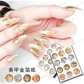 Set giấy bạc trang trí móng tay – giấy bạc nail 12 hũ gồm các màu thông dụng nhất dễ phối