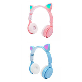 2 Sets of Wireless Foldable Headphones with Cat Ears And Microphone