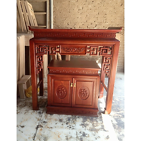 Mua Bàn thờ mẹ con gỗ sồi mẫu triện sen 1m07 + tủ cơm