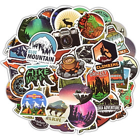 Set 60 Sticker Wilderness Nature, thiên nhiên hoang dã động vật ảnh ép lụa (giao mẫu ngẫu nhiên)