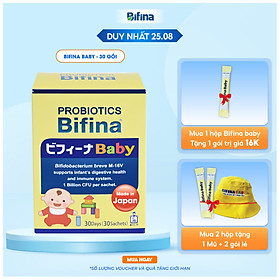 Men vi sinh Bifina Baby Nhật Bản- Hộp 30 gói - Lợi khuẩn chiến binh cho trẻ sơ sinh Viêm da cơ địa và ruột hoại tử , chàm sữa, dị ứng...