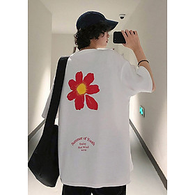 Áo thun Tay lỡ Nam Nữ Form Rộng In Decal xịn Cúc Sâu màu trắng  vải cotton có đủ 3 size Trùm Unisex