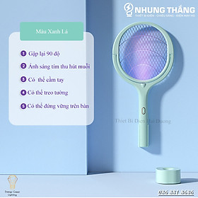 Vợt Bắt Muỗi AN01 Kiêm Đèn Thu Hút Muỗi - Diệt Muỗi Để Bàn - Treo Tường Tiện Lợi - Đầu Xoay 90 Độ - Có Video