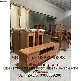 Kệ ti vi chân cao hiện đại gỗ sồi nga sơn màu hương vàng