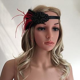 1920s 30's Crystal Feather Flapper Hairband Great Gatsby Headpieces Headband