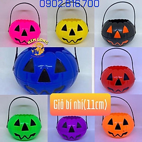Giỏ Bí Ngô có đèn led 7 màu đẹp cho bé gái và bé trai đựng kẹo và nguyên liệu trang trí dịp lễ halloween