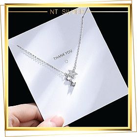 Vòng Cổ Bạc Nữ Dây Chuyền Bạc Ý 925 Hình Sao Đính Hạt Phong Cách Hàn Quốc Dành Cho Bạn Gái - NT Silver