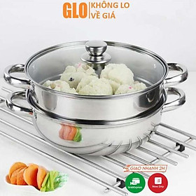 Mua Nồi Hấp Xửng 2 Tầng Inox Mặt Kính Cao Cấp 28cm