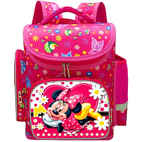 Balo ( Cặp) Học Sinh Chống Gù Lưng Bé Gái Màu Hồng Dạng Hộp Lớp 2 Đến Lớp 6 Hình Bé Chuột MHCHLG108