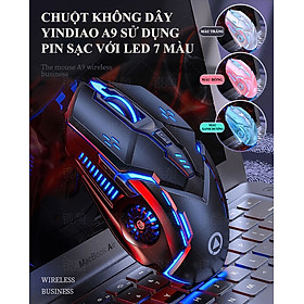 Mua Chuột không dây YINDIAO A9 sử dụng pin sạc có đèn led 7 màu với 4 mức độ DPI lên đến 3200