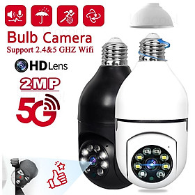 5G WiFi E27 Máy ảnh giám sát bóng đèn Tầm nhìn ban đêm Máy ảnh gia đình không dây 2MP Camera Bảo vệ Bảo mật Video Bảo vệ WiFi Kích thước cảm biến IP Kích thước: cam đen và trắng cam