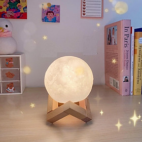 Mua Đèn ngủ để bàn hình cầu đế gỗ size 8cm ánh sáng vàng decor trang trí phòng ngủ