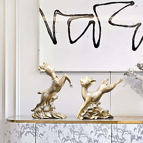 2x Creative Deer Ornaments, Model Small Statue Elk Sculpture Figurine Craft Decoration for Bedroom Window Home Decor