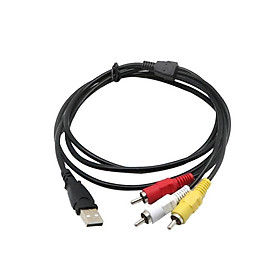 USB A to 3RCA Cable, 1.5m/5ft USB Male to 3 RCA Male Jack Splitter Audio Video AV Composite Adapter Cable for USB-enabled TVs and PCs