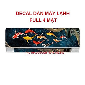 Decal dán máy lạnh, máy điều hòa CÁ KOI HOÀNG GIA full 4 mặt