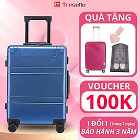 [SIZE 20 INCH] Vali kéo du lịch cao cấp chất liệu hợp kim nhôm nguyên khối nhập khẩu Hàn Quốc Tresette 2628 - Xanh