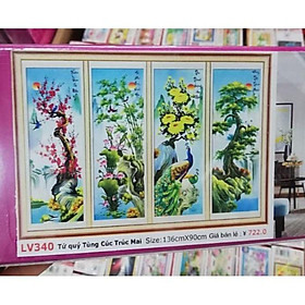 (TH) Tranh thêu chữ thập - tranh đính đá tứ quý