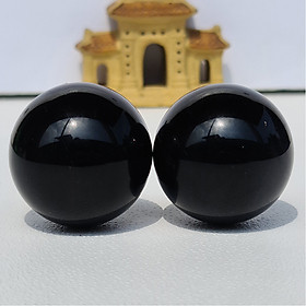 Cặp Bi Lăn Tay Đá Obsidian Đen Tự Nhiên - Maxi - 40mm - Hợp Mệnh Thủy, Mộc